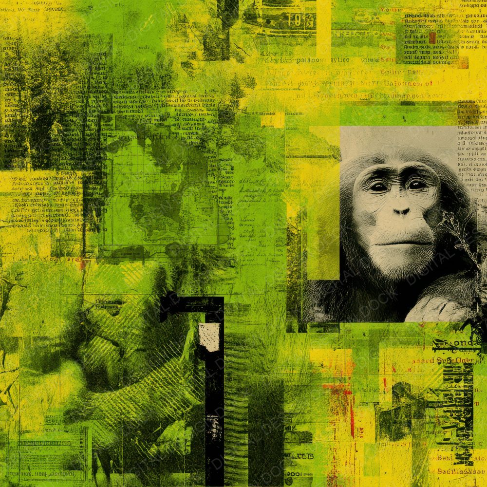 Collage Chimpanzee Jungle Canopy Digital Paper Pack (DDD001042)