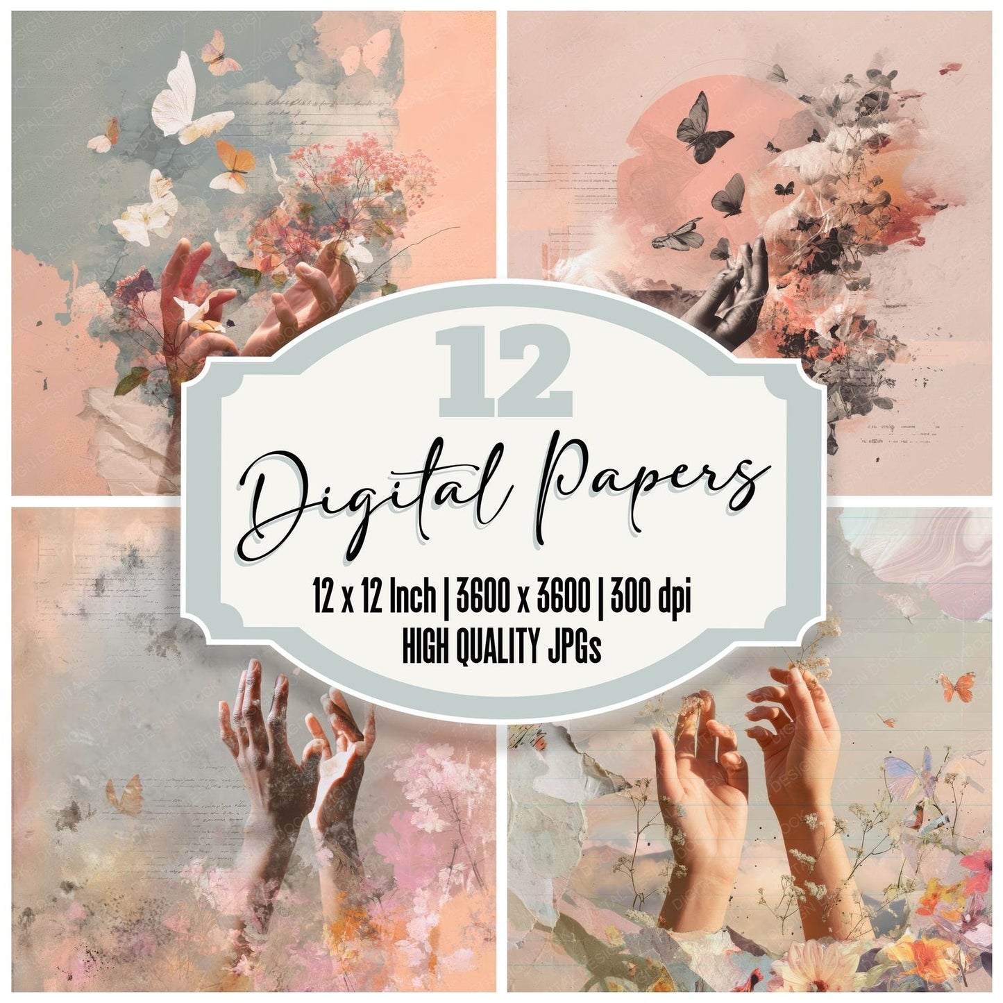 Collage Daydream Whisper Flow Digital Paper Pack (DDD001047)