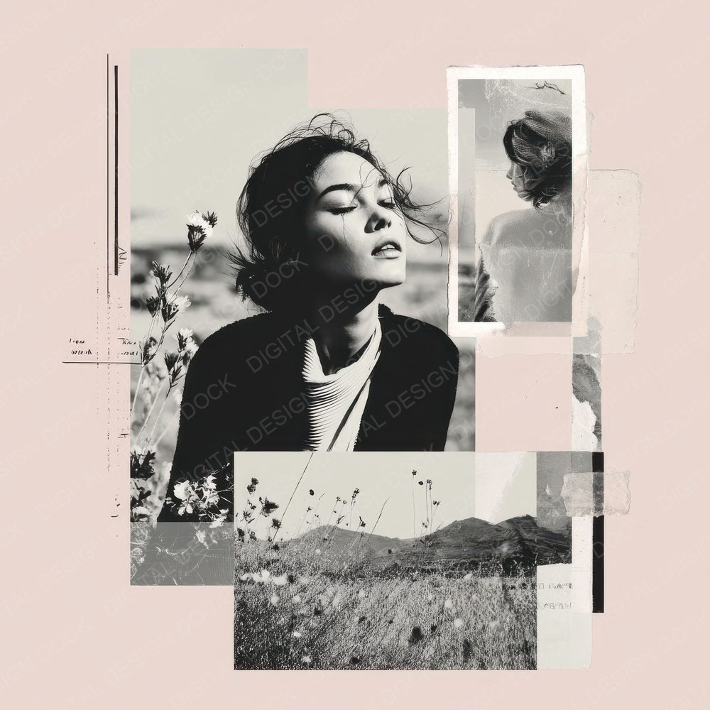 Collage Dreamy Woman Portrait Digital Paper Pack (DDD001051)