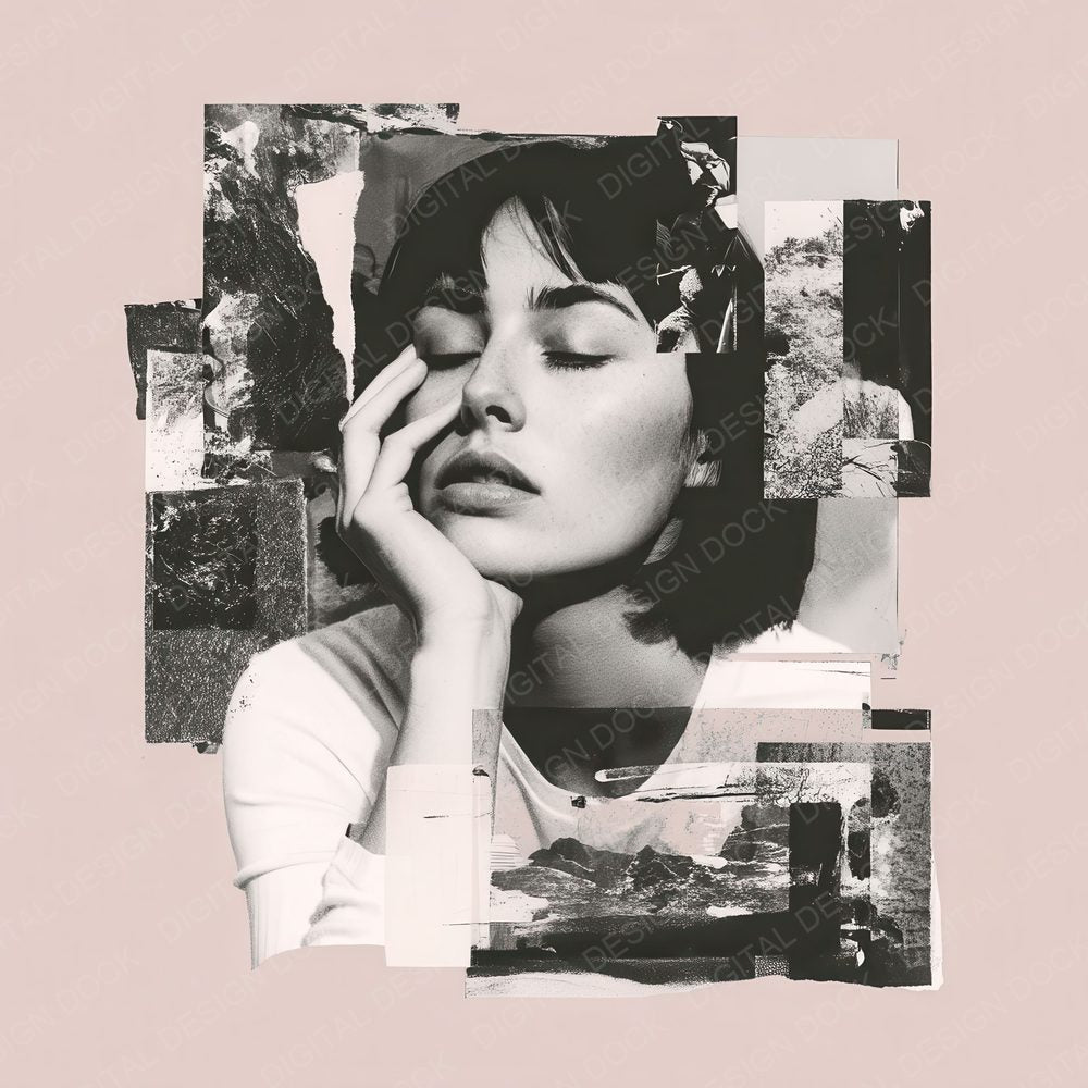 Collage Dreamy Woman Portrait Digital Paper Pack (DDD001051)