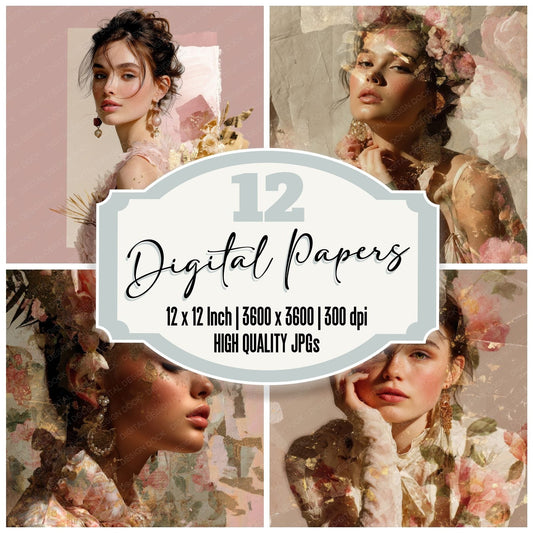 Collage Elegance Face Fragment Digital Paper Pack (DDD001053)