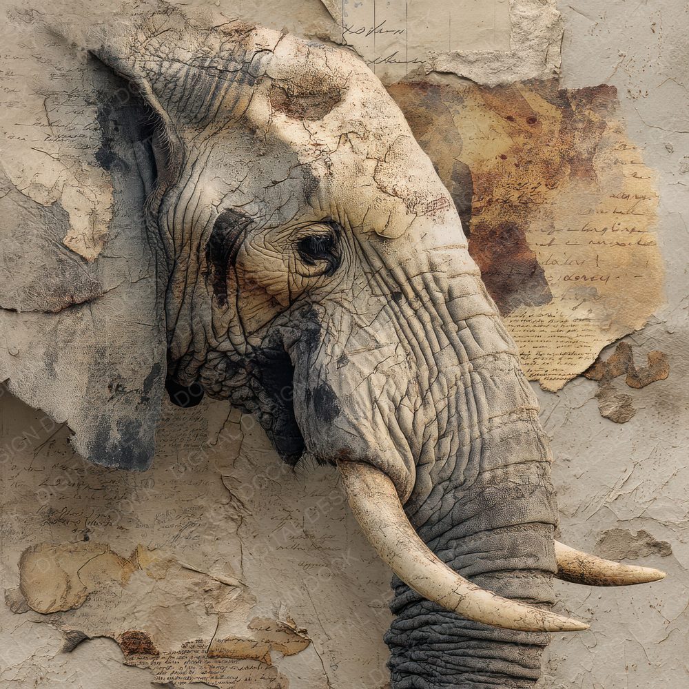 Collage Elephant African Terrain Digital Paper Pack (DDD001054)