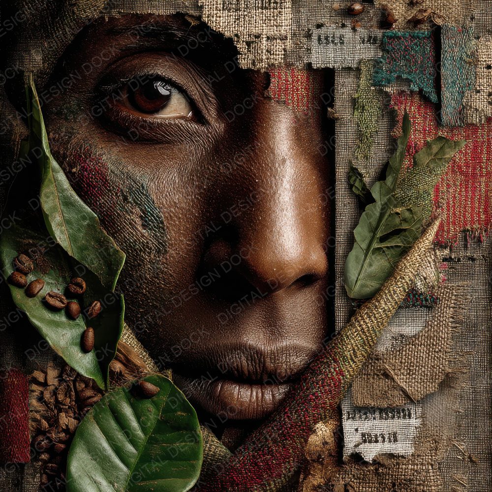 Collage Ethiopia Coffee Glow Digital Paper Pack (DDD001056)
