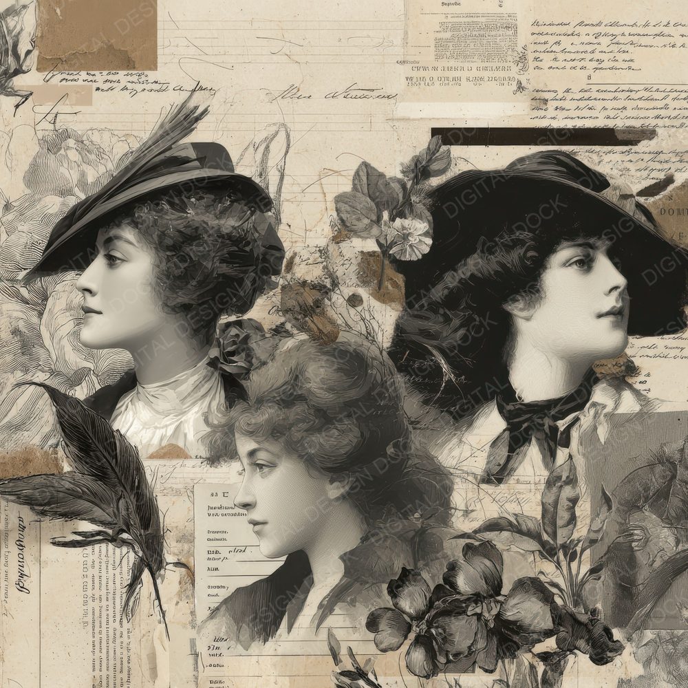 Collage Fashion Profile Notes Digital Paper Pack (DDD001058)