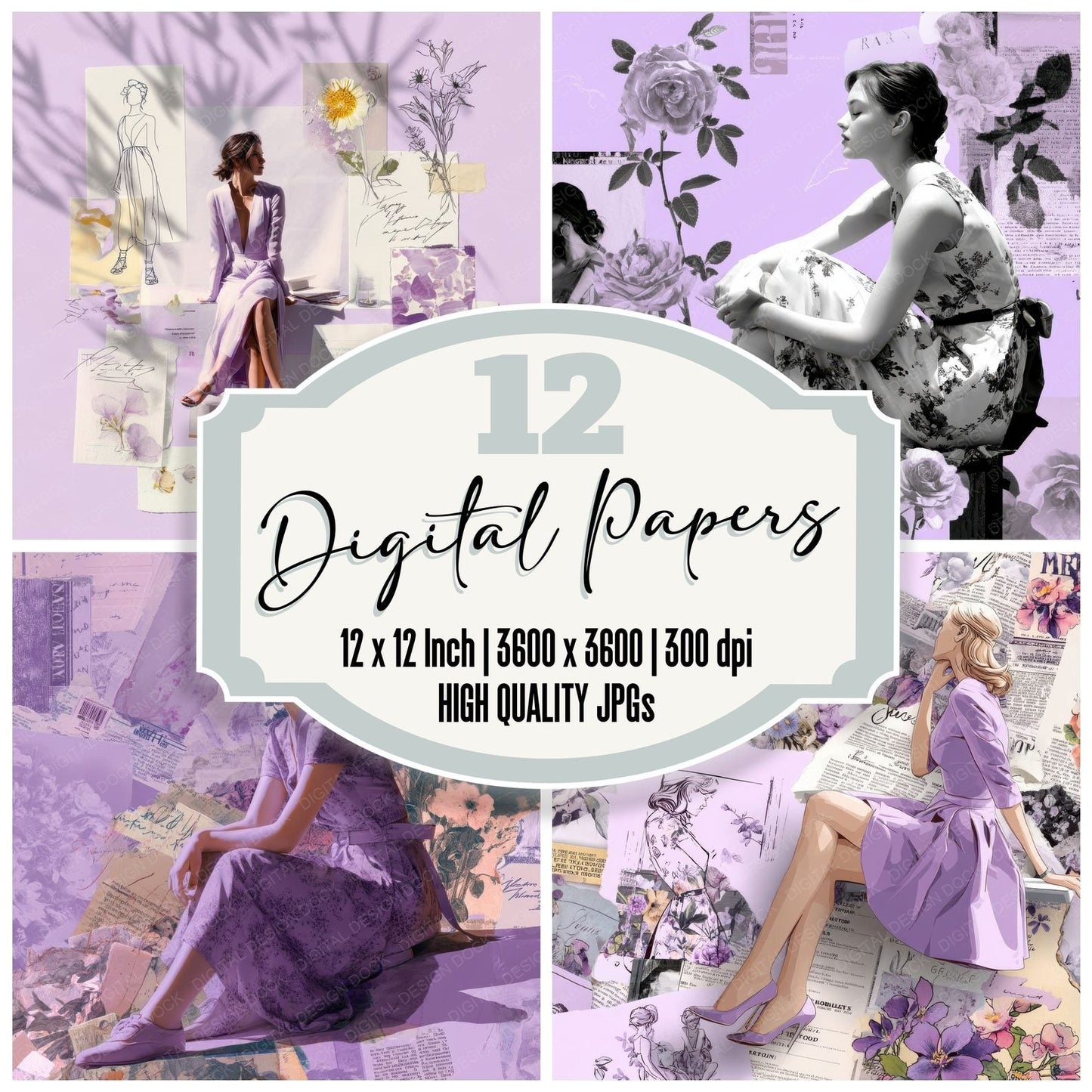 Collage Feminine Pose Patch Digital Paper Pack (DDD001060)