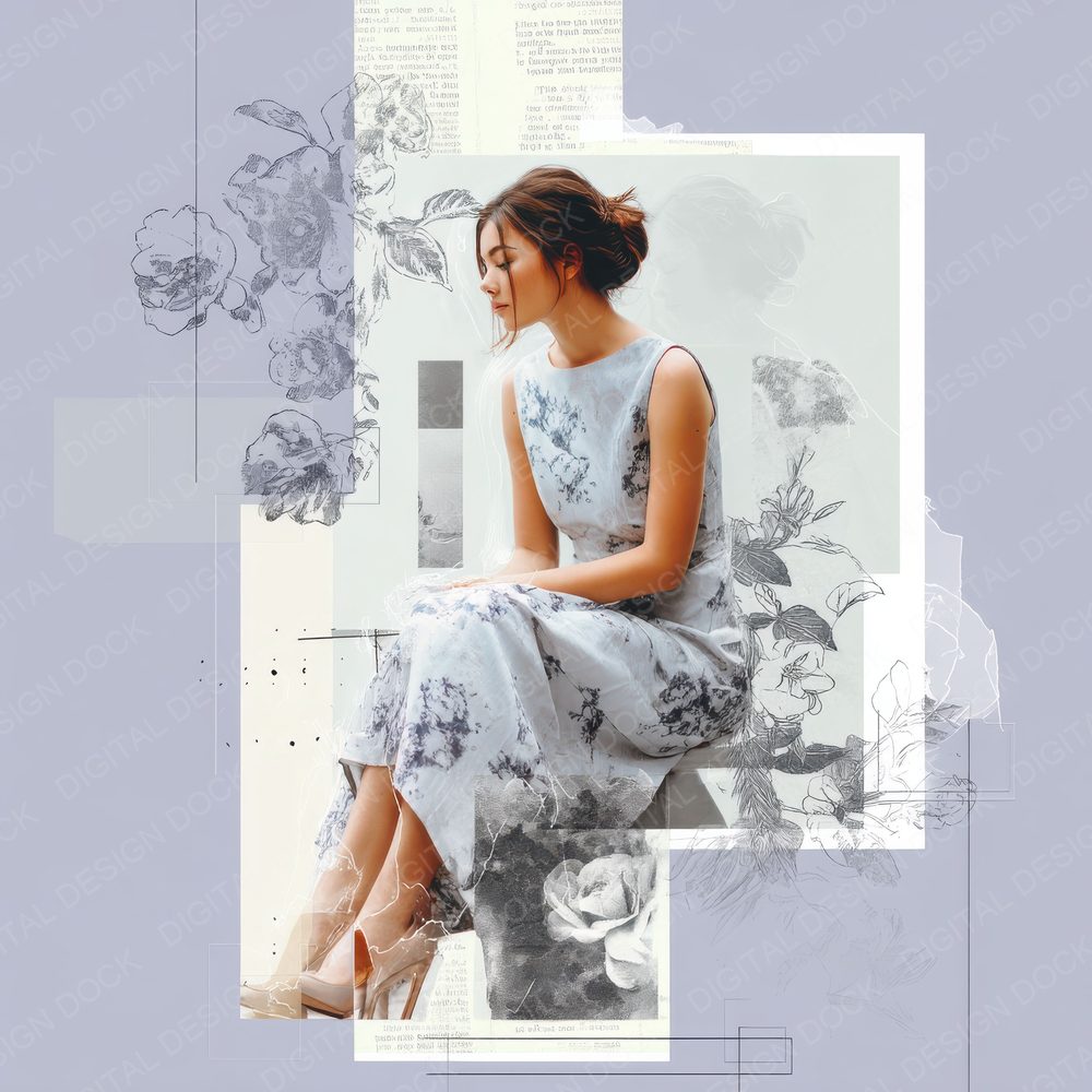Collage Feminine Pose Patch Digital Paper Pack (DDD001060)