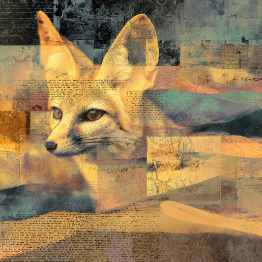 Collage Fennec Fox Desert Map Digital Paper Pack (DDD001061)