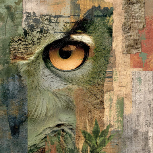 Collage Forest Owl Feathered Digital Paper Pack (DDD001065)