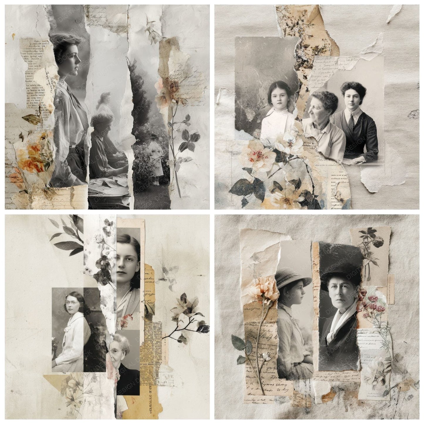 Collage Generational Woman Bond Digital Paper Pack (DDD001066)