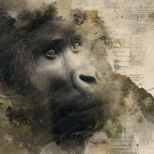 Collage Gorilla Mountain Forest Digital Paper Pack (DDD001069)