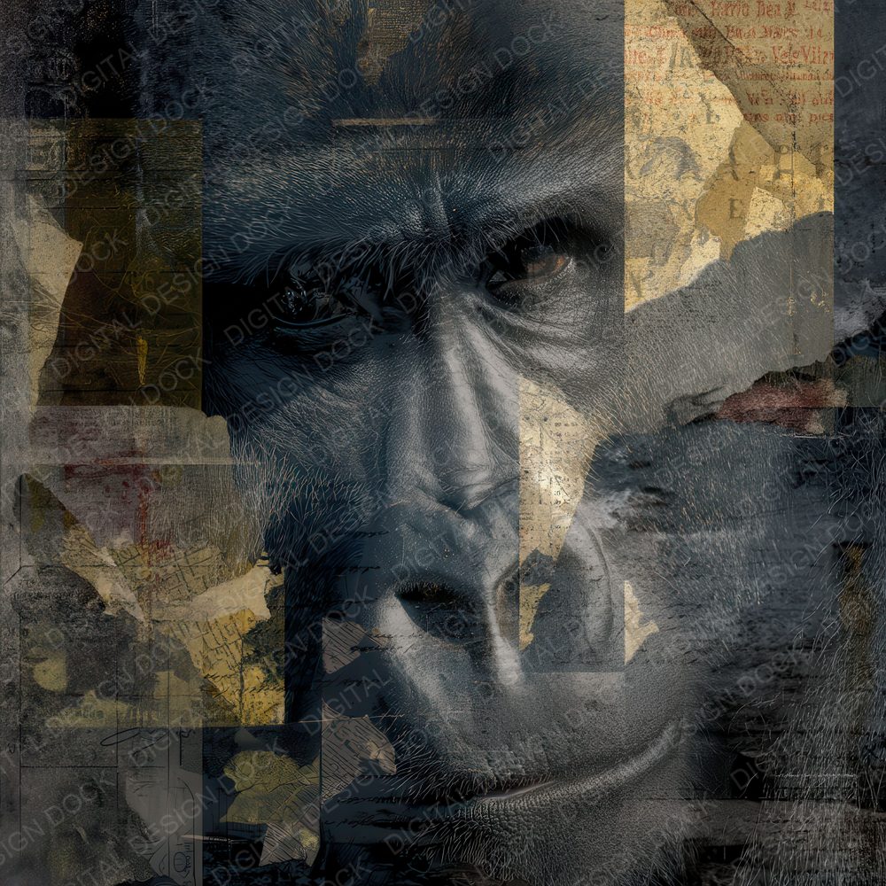 Collage Gorilla Mountain Forest Digital Paper Pack (DDD001069)