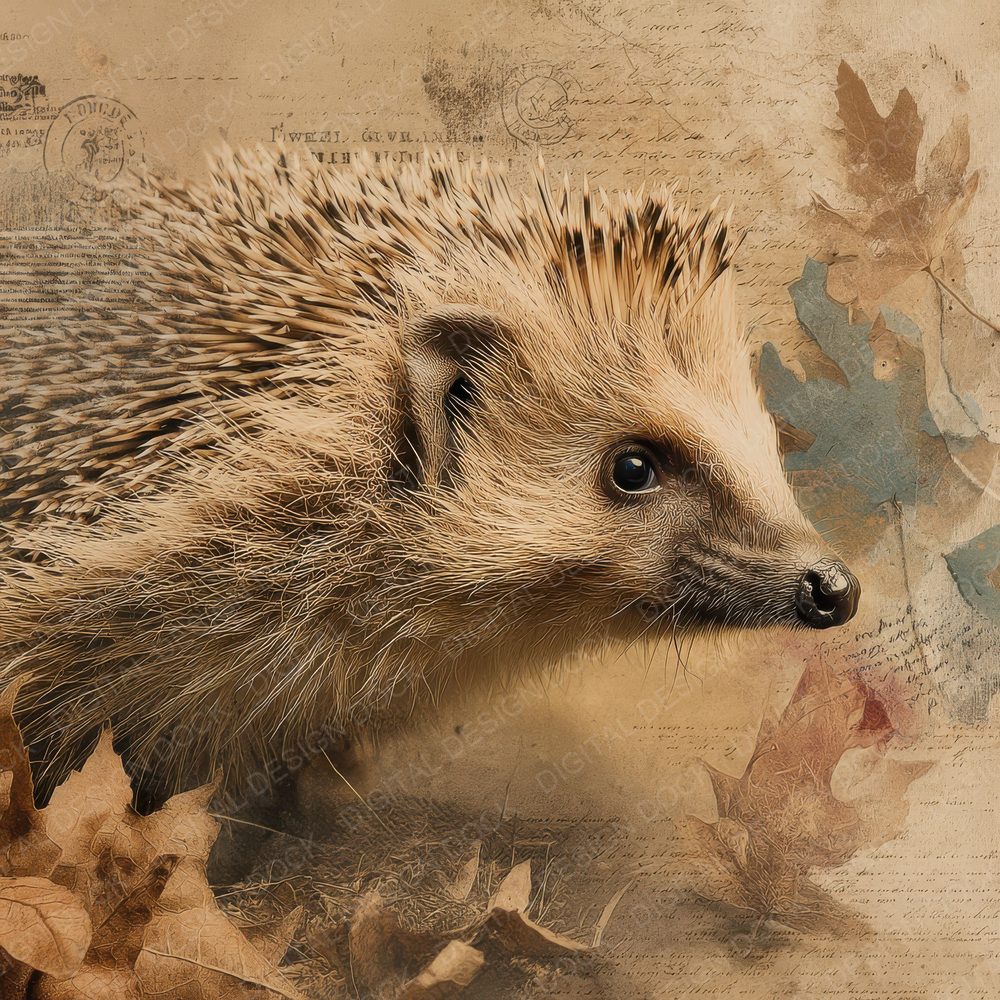 Collage Hedgehog Woodland Field Digital Paper Pack (DDD001073)