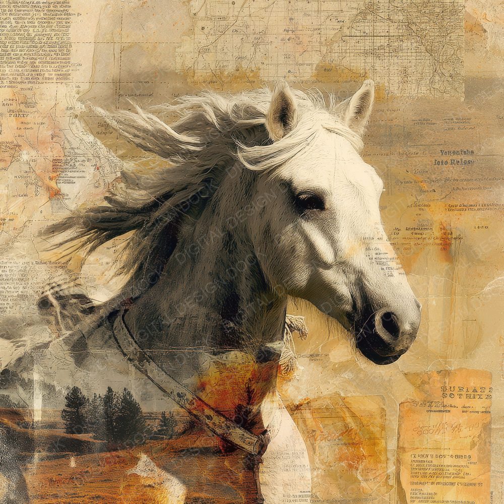 Collage Horse American Plains Digital Paper Pack (DDD001074)