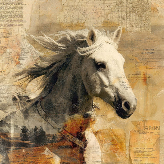 Collage Horse American Plains Digital Paper Pack (DDD001074)