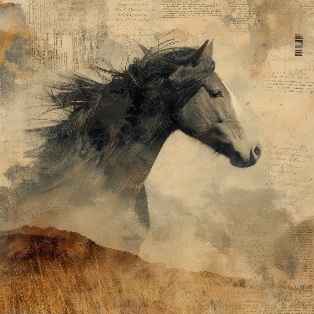 Collage Horse American Plains Digital Paper Pack (DDD001074)