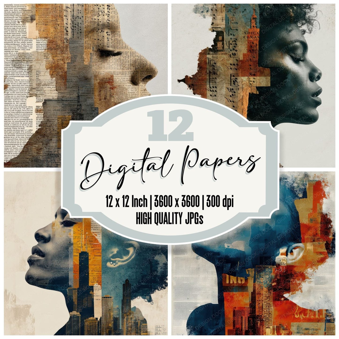 Collage Illinois City Soul Digital Paper Pack (DDD001077)