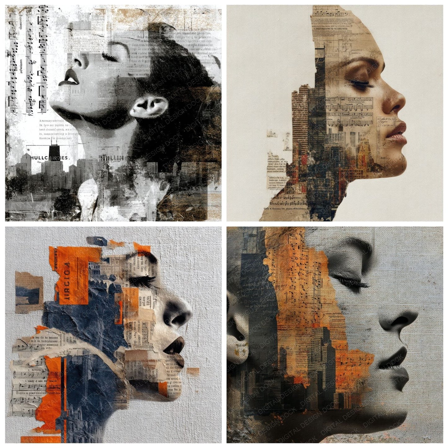 Collage Illinois City Soul Digital Paper Pack (DDD001077)