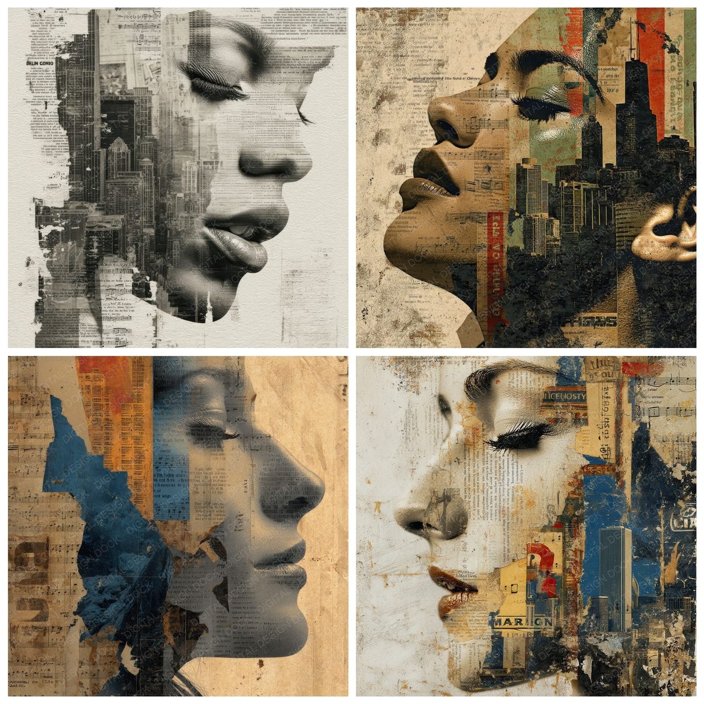 Collage Illinois City Soul Digital Paper Pack (DDD001077)