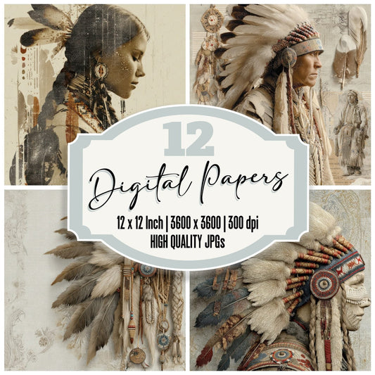 Collage Indigenous Beauty Tapestry Digital Paper Pack (DDD001078)