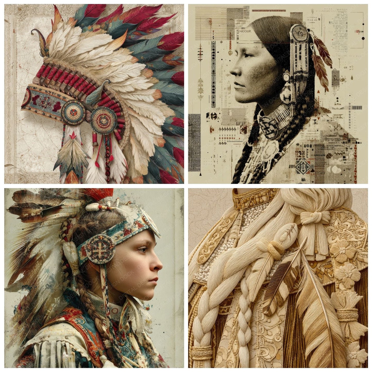 Collage Indigenous Beauty Tapestry Digital Paper Pack (DDD001078)