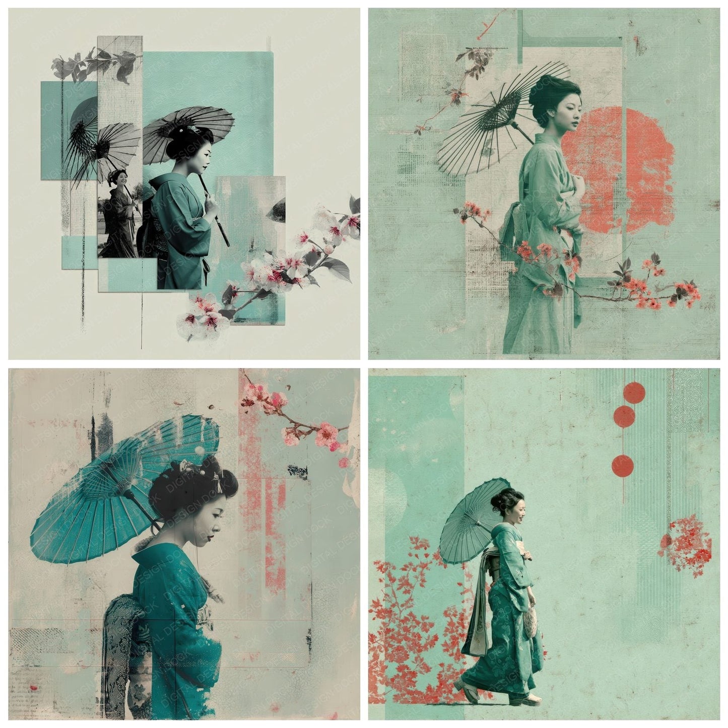 Collage Japanese Grace Print Digital Paper Pack (DDD001081)