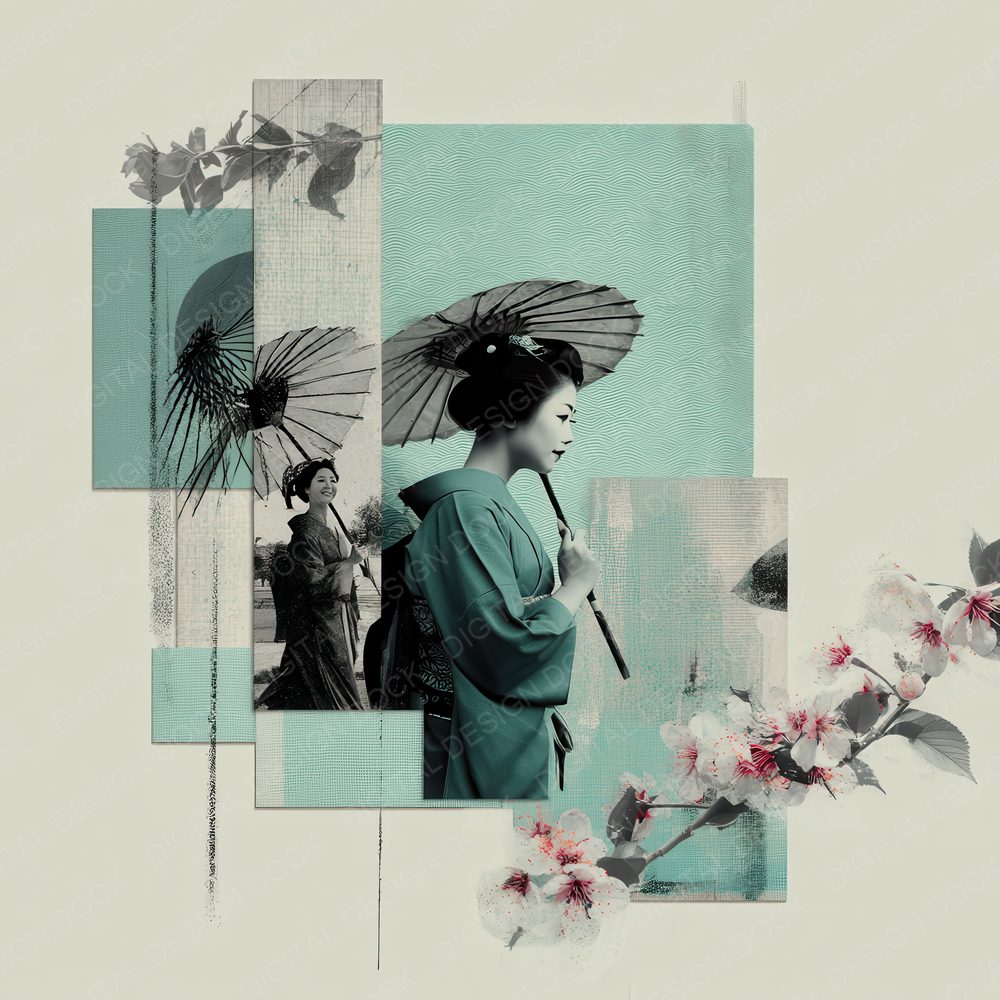 Collage Japanese Grace Print Digital Paper Pack (DDD001081)