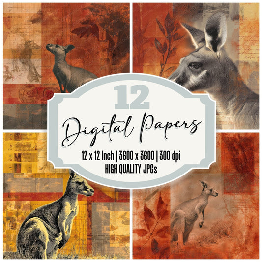 Collage Kangaroo Outback Terrain Digital Paper Pack (DDD001083)