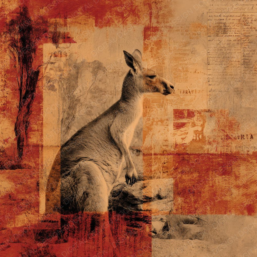 Collage Kangaroo Outback Terrain Digital Paper Pack (DDD001083)