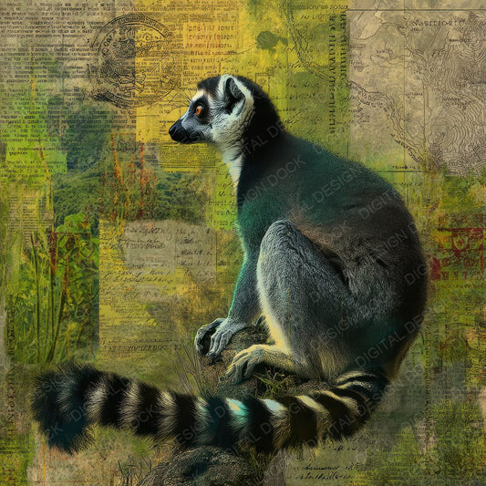 Collage Lemur Madagascar Canopy Digital Paper Pack (DDD001085)