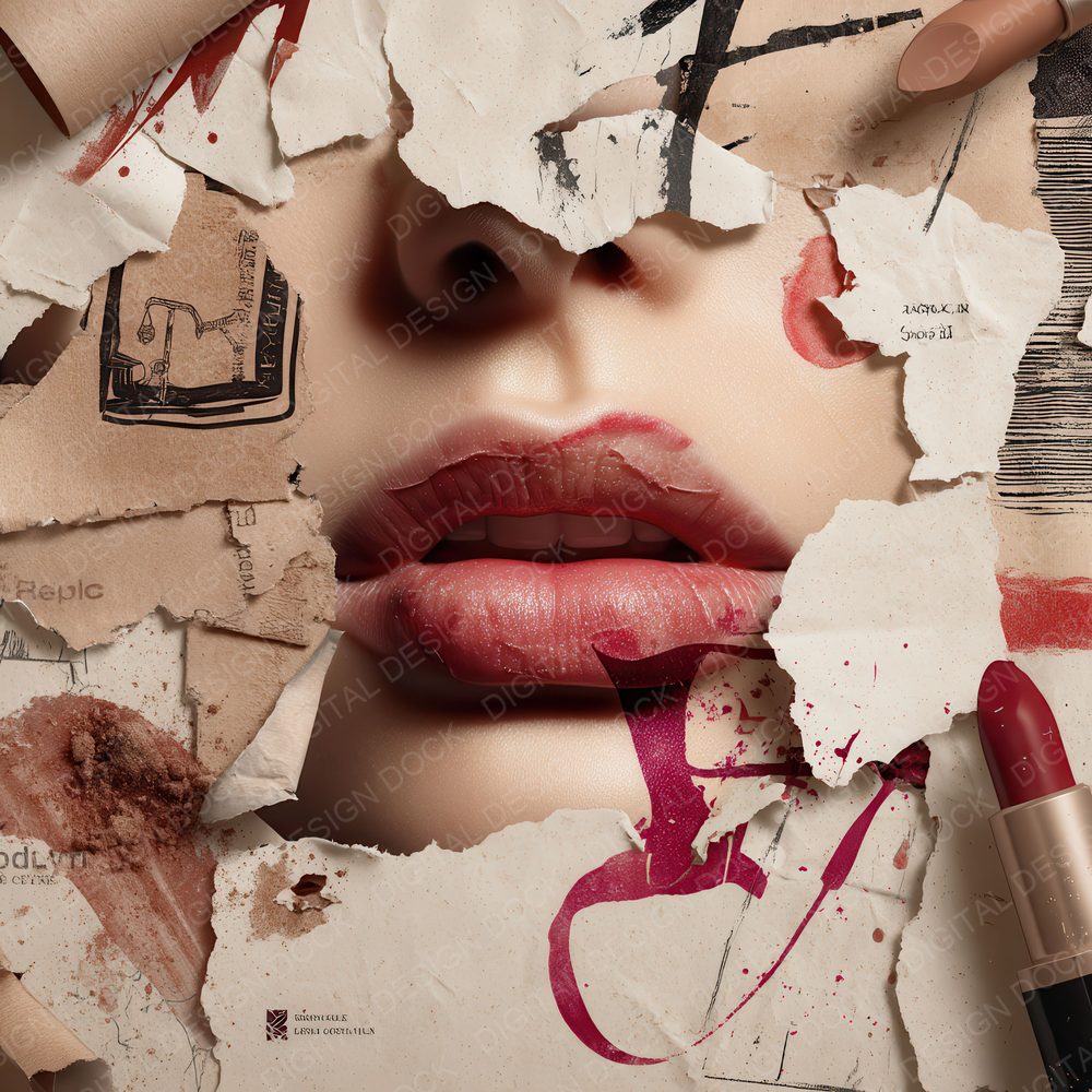 Collage Lipstick Gloss Gaze Digital Paper Pack (DDD001089)