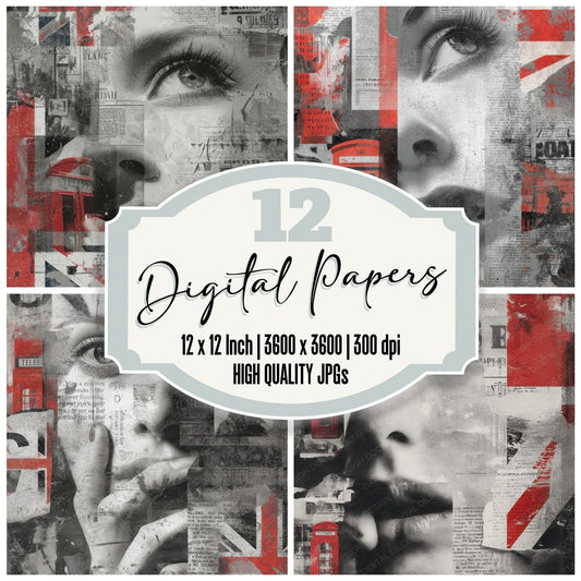 Collage London Woman Layers Digital Paper Pack (DDD001090)