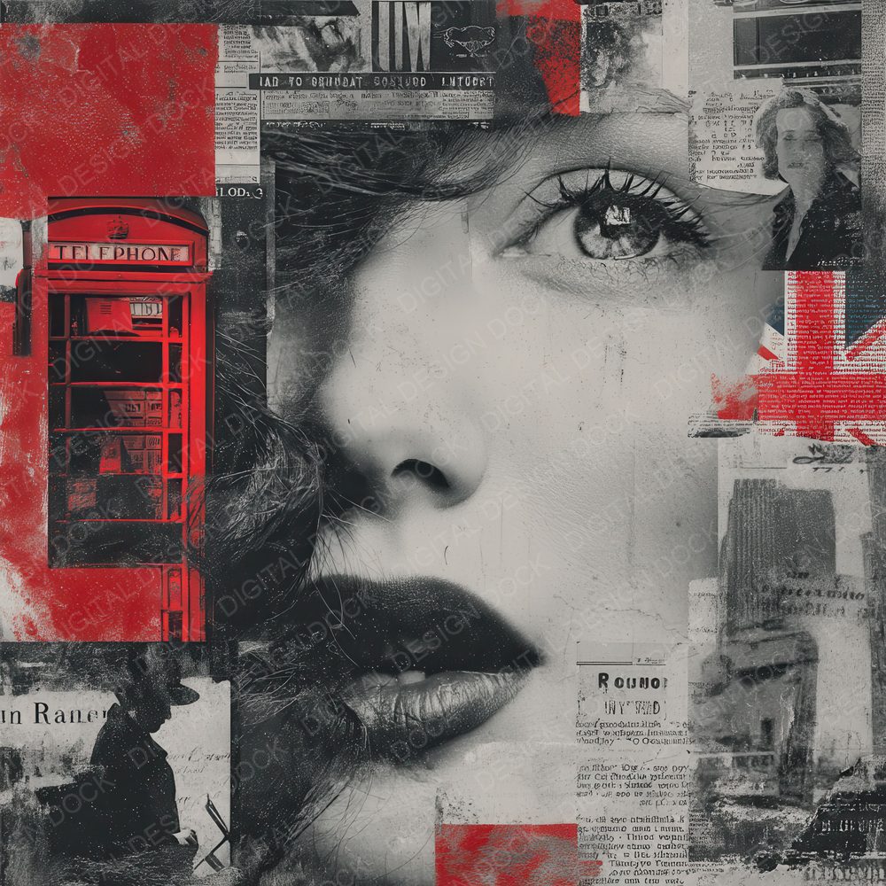 Collage London Woman Layers Digital Paper Pack (DDD001090)