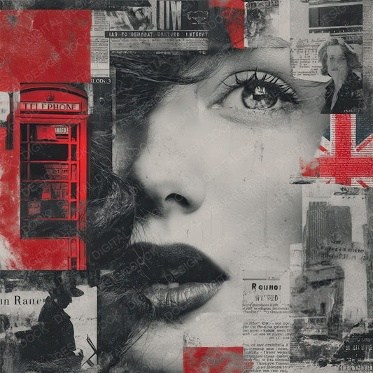 Collage London Woman Layers Digital Paper Pack (DDD001090)
