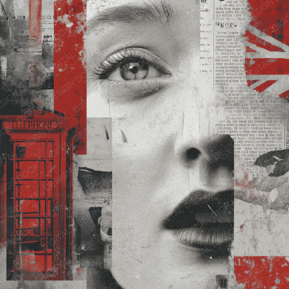 Collage London Woman Layers Digital Paper Pack (DDD001090)