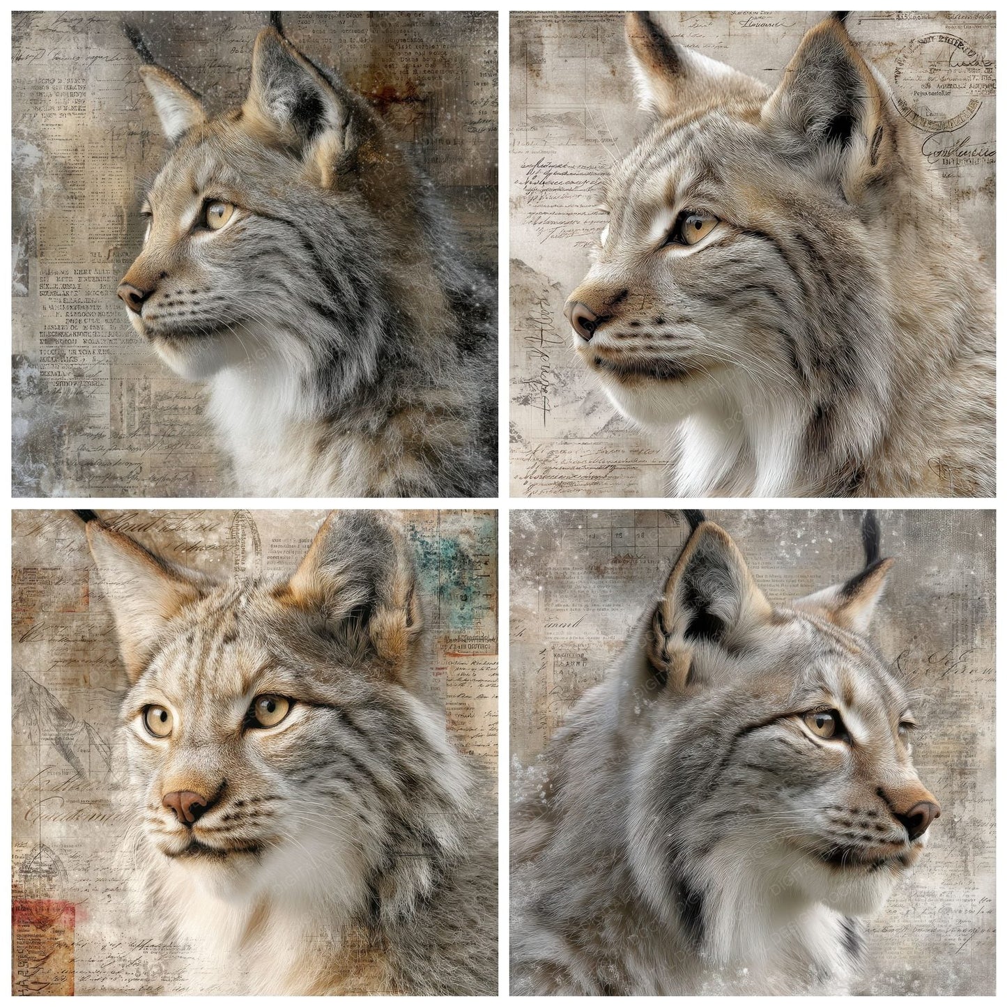 Collage Lynx Alpine Forest Digital Paper Pack (DDD001092)