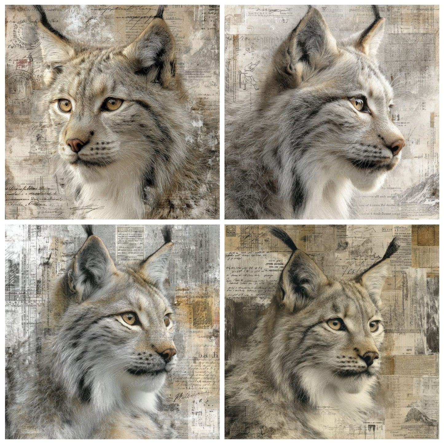 Collage Lynx Alpine Forest Digital Paper Pack (DDD001092)