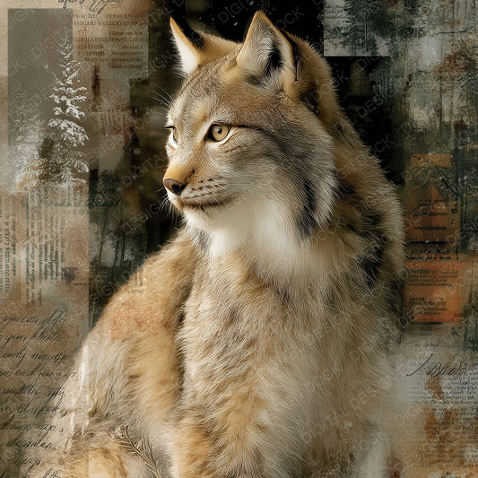 Collage Lynx Snowy Forest Digital Paper Pack (DDD001093)