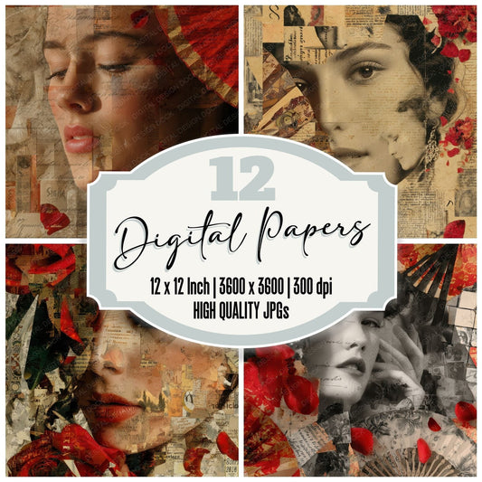 Collage Madrid Beauty Mosaic Digital Paper Pack (DDD001094)