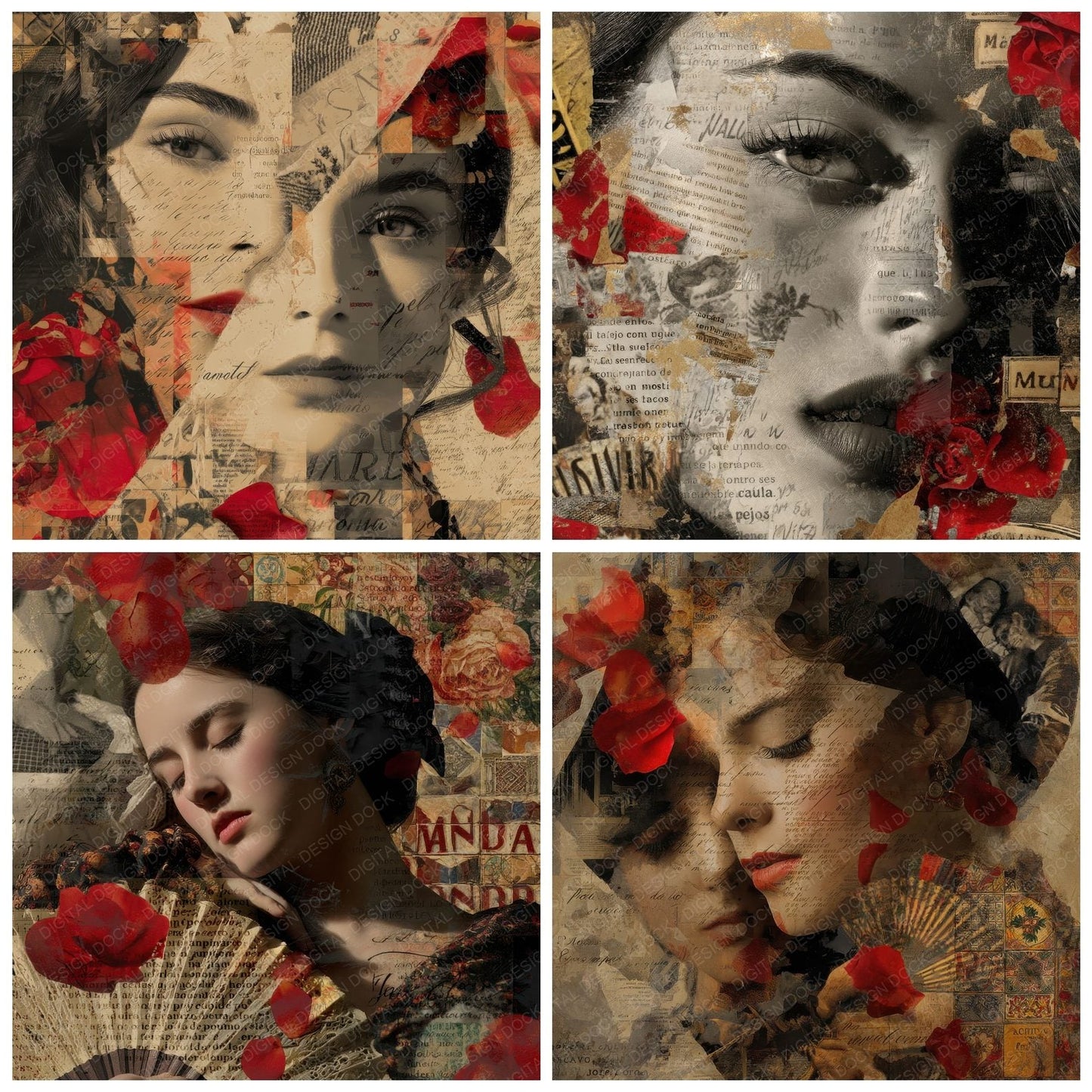 Collage Madrid Beauty Mosaic Digital Paper Pack (DDD001094)