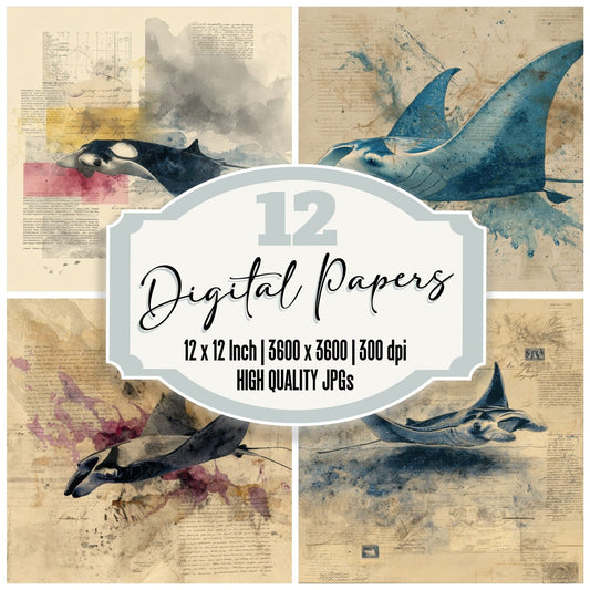 Collage Manta Ray Equator Drift Digital Paper Pack (DDD001095)