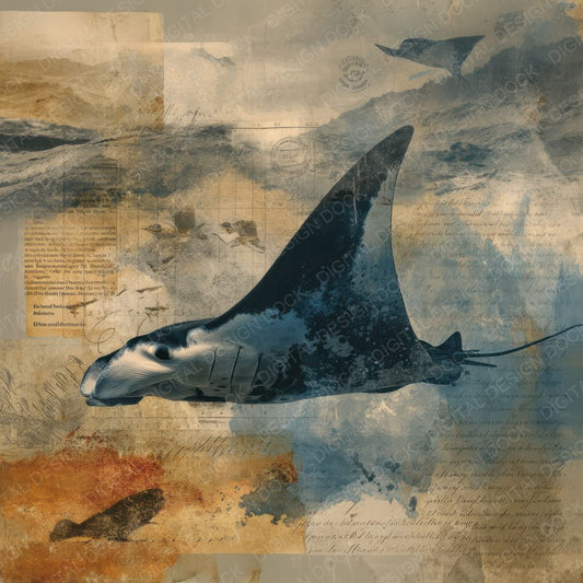 Collage Manta Ray Equator Drift Digital Paper Pack (DDD001095)