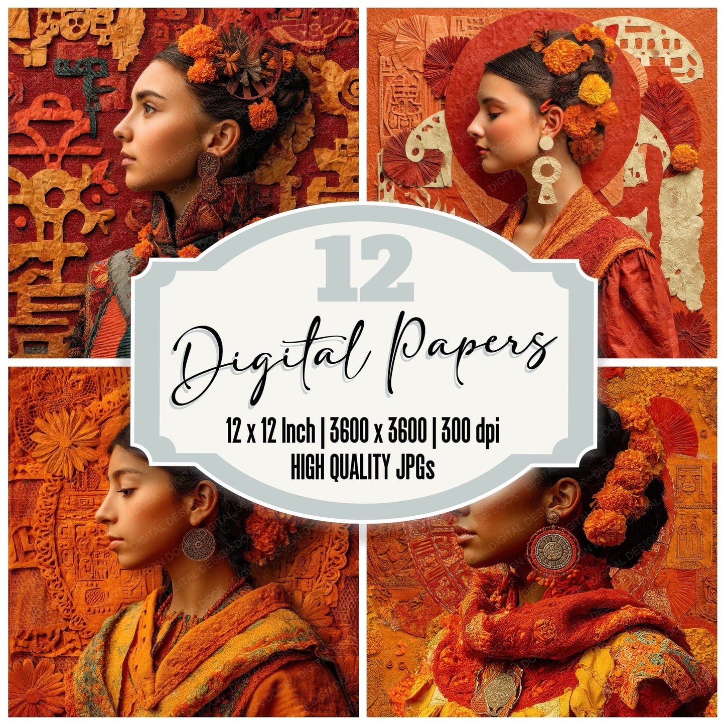 Collage Mexico Matriarch Blend Digital Paper Pack (DDD001100)