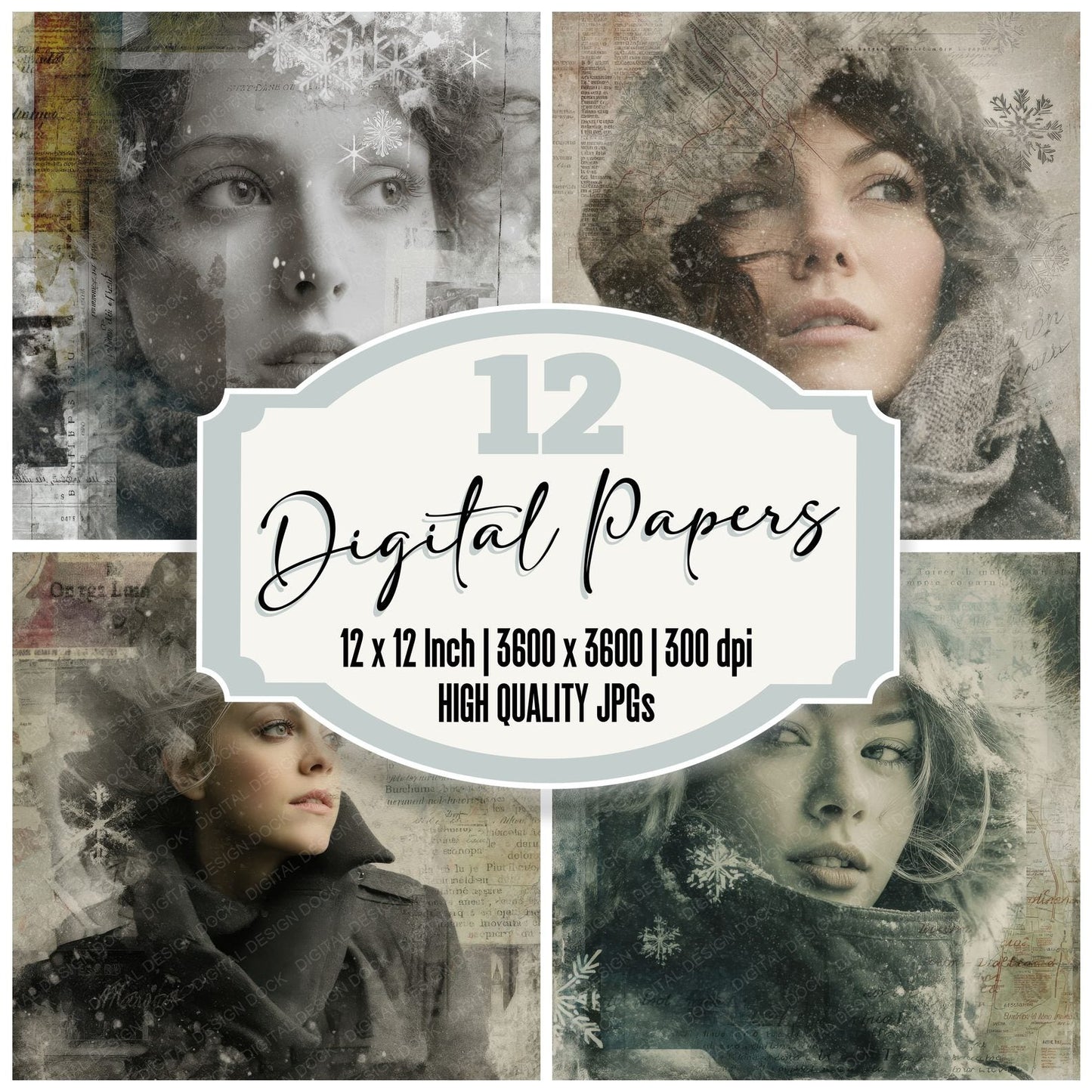 Collage Montreal Winter Layers Digital Paper Pack (DDD001105)