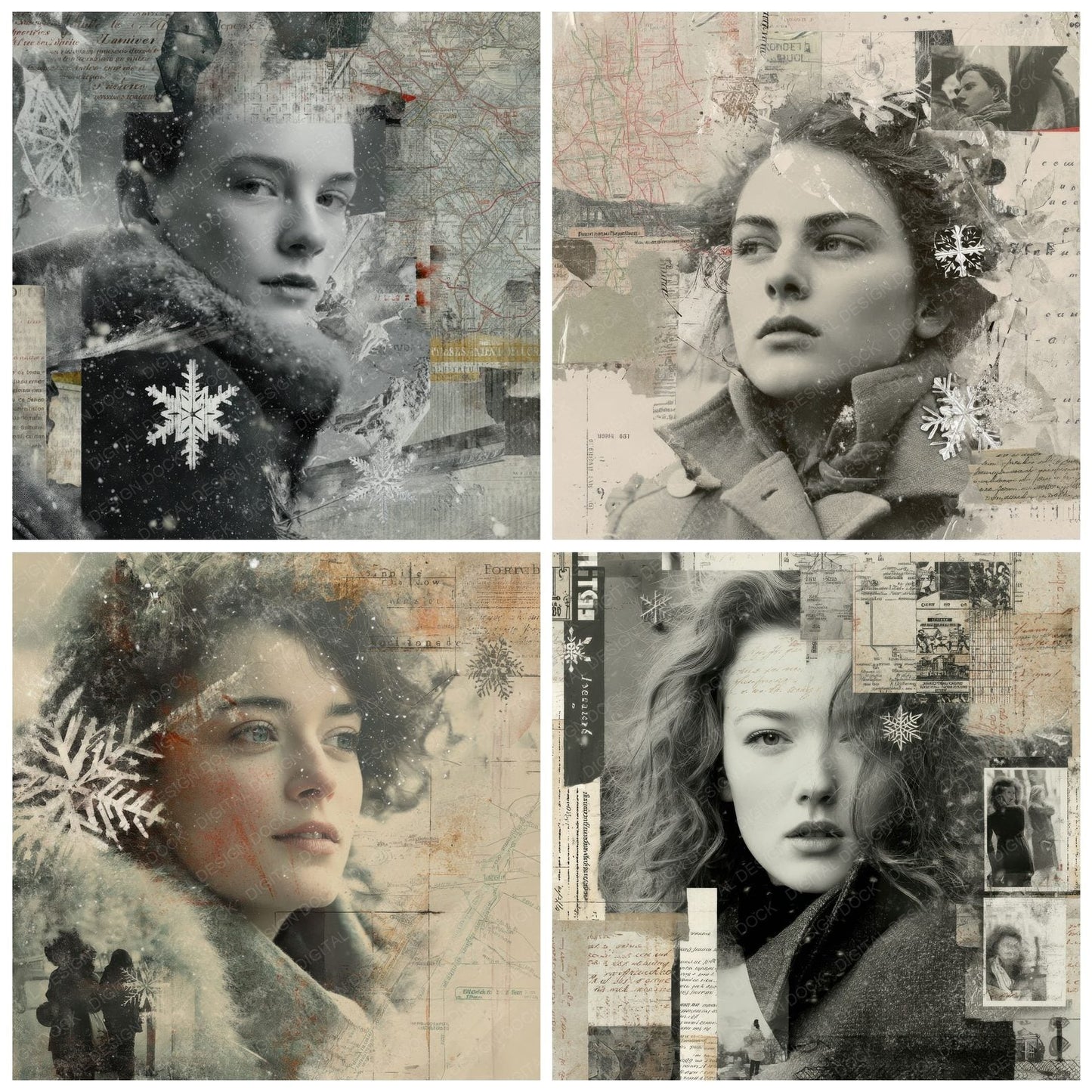 Collage Montreal Winter Layers Digital Paper Pack (DDD001105)