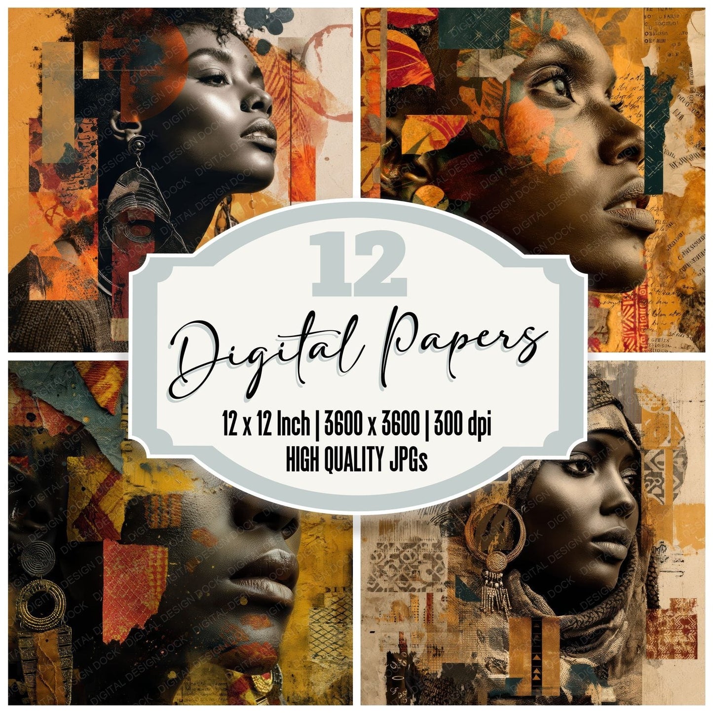 Collage Nairobi Woman Pattern Digital Paper Pack (DDD001108)