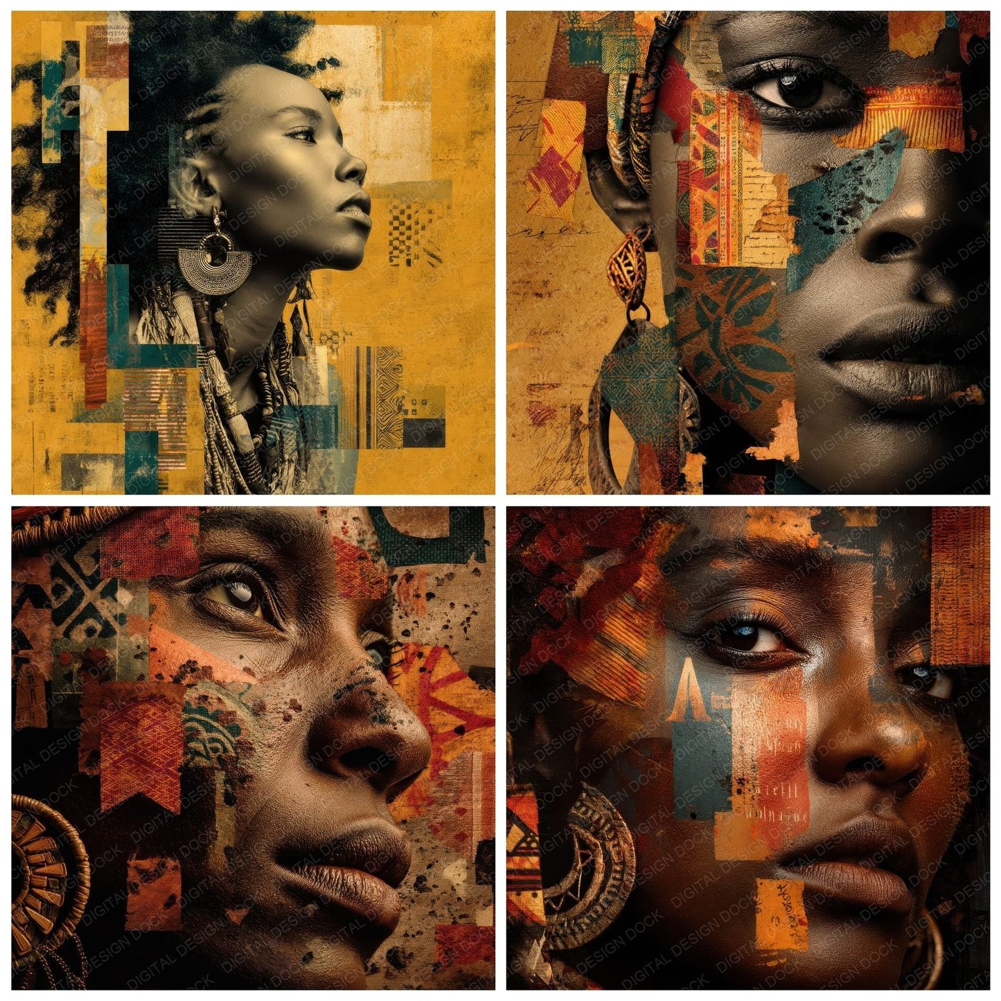 Collage Nairobi Woman Pattern Digital Paper Pack (DDD001108)
