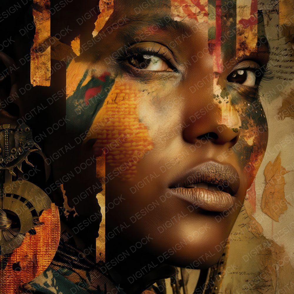 Collage Nairobi Woman Pattern Digital Paper Pack (DDD001108)