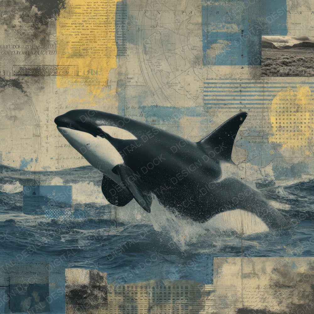 Collage Orca Nautical Marks Digital Paper Pack (DDD001117)