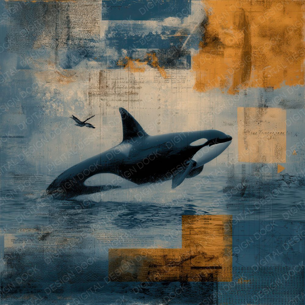 Collage Orca Nautical Marks Digital Paper Pack (DDD001117)