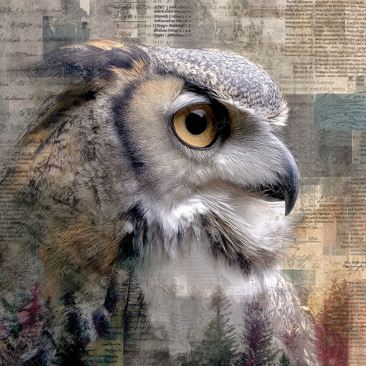 Collage Owl Woodland Abstract Digital Paper Pack (DDD001120)